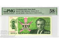Cehoslovacia 100 Coroane 1989 PMG 58 Pick 97 Unc