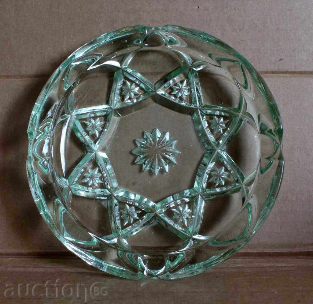 LARGE MASSIVE GLASS SOCIALIST ASHTRAY FOR CIGARETTES