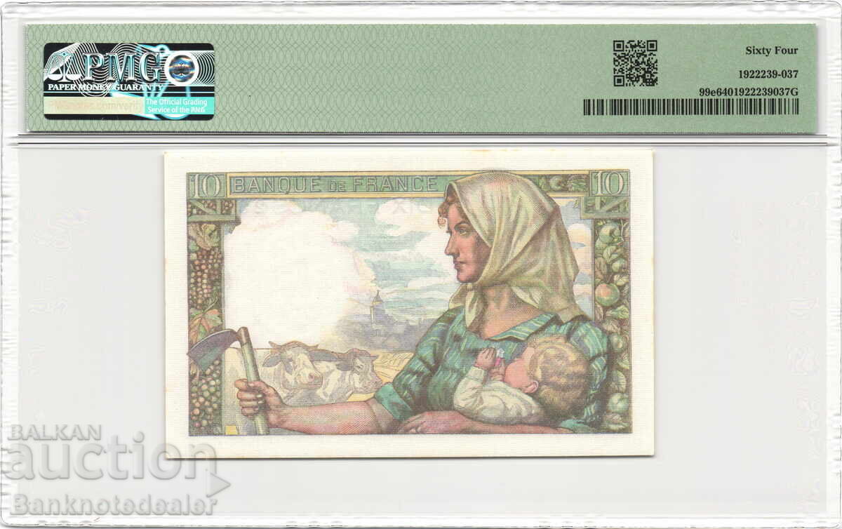 Franța 10 Franci 1944 PMG 64 Pick 99e Unc cu preț 150.00 BGN | € 76.69