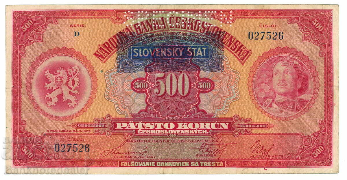 Slovakia Czech Legionnaire 500 Korun 1939 Pick 2S Ref 7526