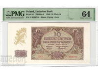 Πολωνία 10 Zlotych 1940 Γερμανική Κατοχή Β' Παγκόσμιος Πόλεμος PMG 64 Pick 94
