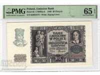 Polonia 20 Złotych 1940 Ocupația Germană Al Doilea Război Mondial PMG 65 Pick 95