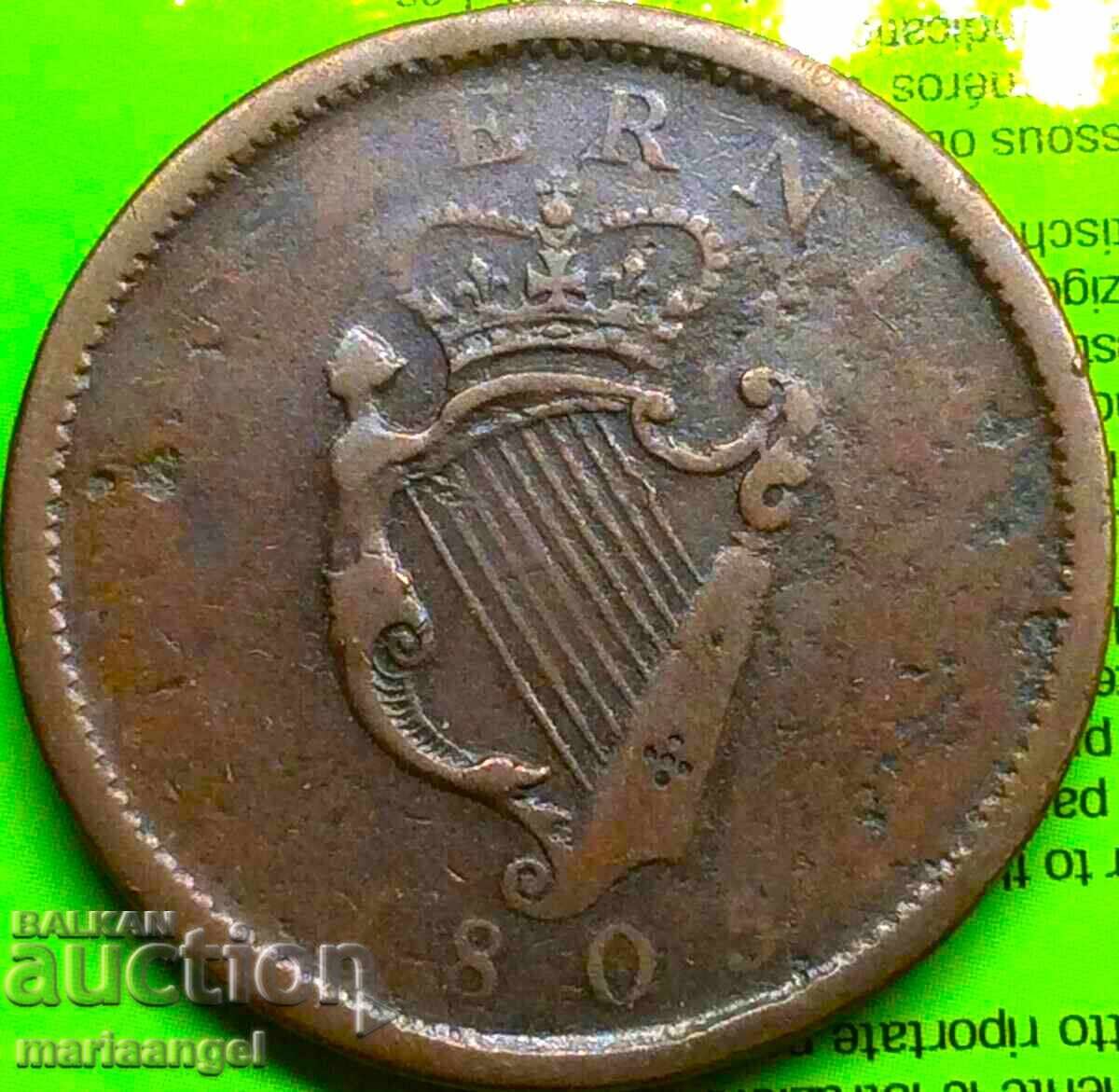 1 пени 1805 Англия за Ирландия Джордж III 34мм 16,8г рядка с цена 38.00 лв. | € 19.43