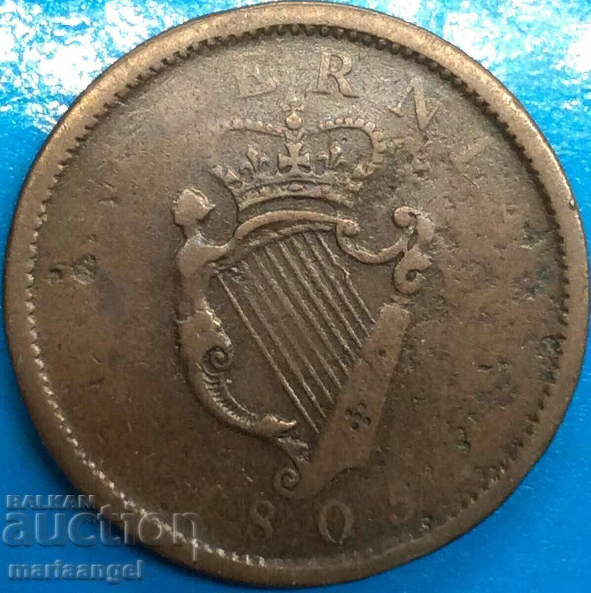 Доставка на 1 пени 1805 Англия за Ирландия Джордж III 34мм 16,8г рядка