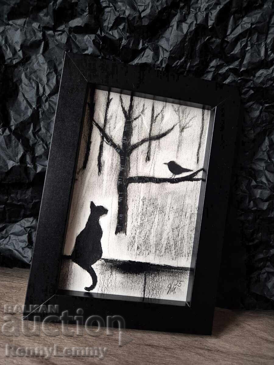 Meeting, charcoal drawing, miniature with price 25.00 BGN | € 12.78 Meeting, charcoal drawing, miniature with price 25.00 BGN | € 12.78