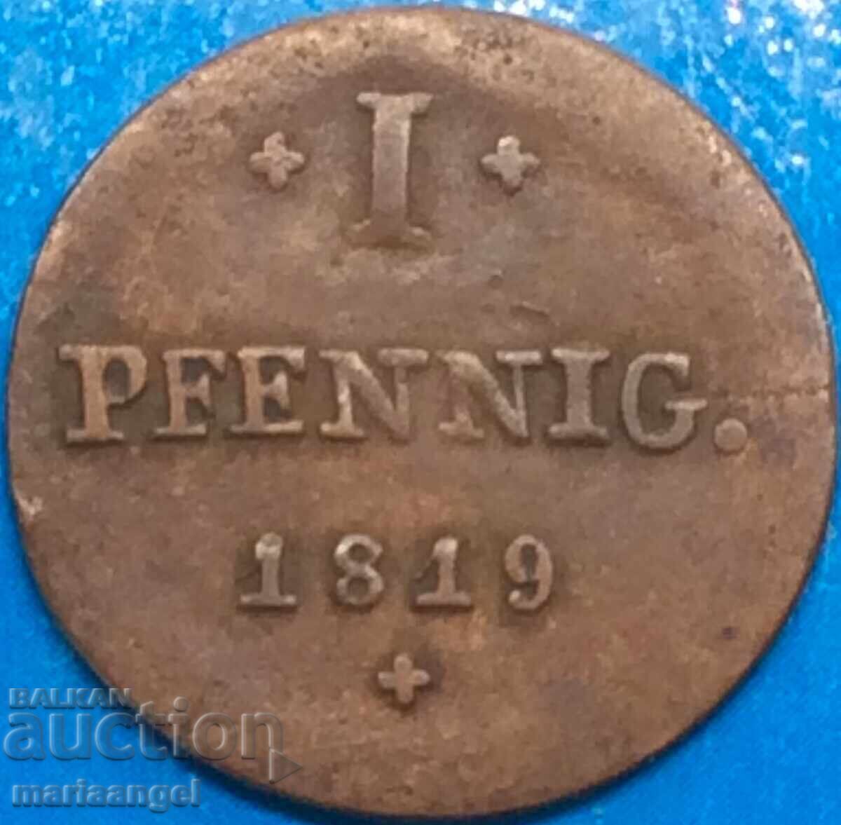 1 pfennig 1819 Σαξονία Γερμανία χαλκός