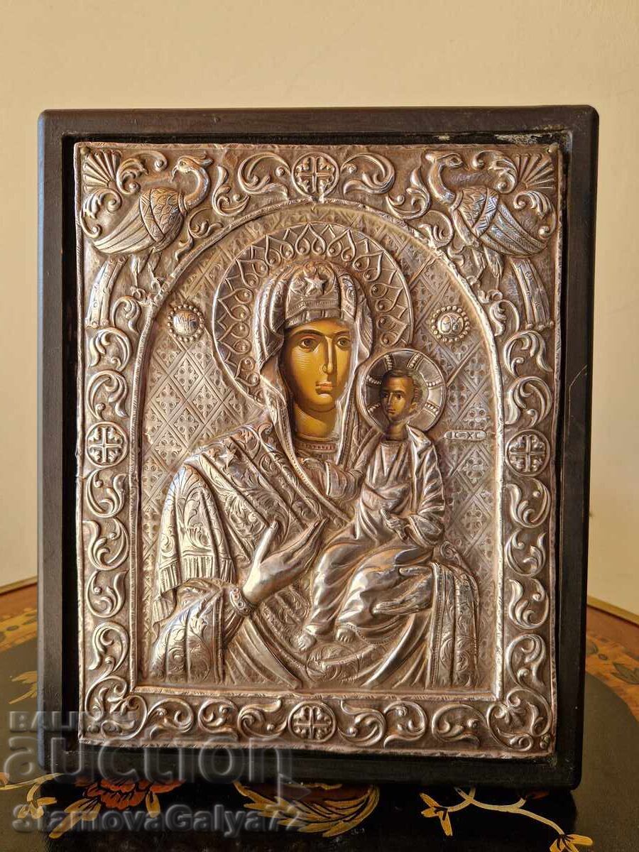 Wonderful antique silver icon with certificate and markings with price 188.00 BGN | € 96.12