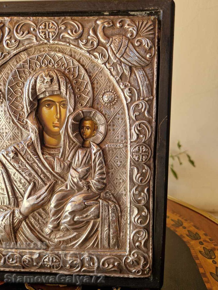 Licitație Minunată icoană antică din argint cu certificat și marcaje Licitație Minunată icoană antică din argint cu certificat și marcaje