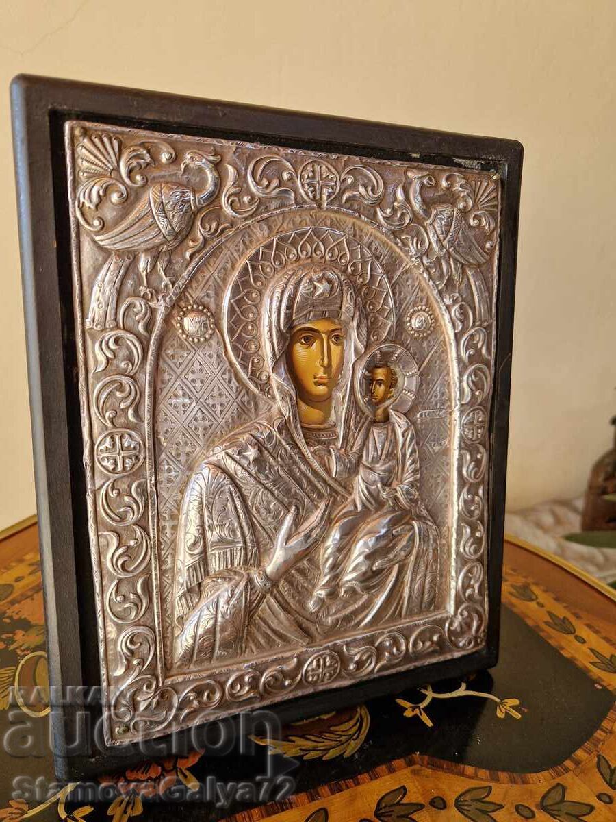Wonderful antique silver icon with certificate and markings - 5