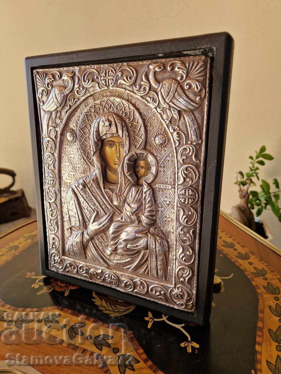 Wonderful antique silver icon with certificate and markings - 6