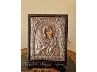 Υπέροχη αντίκα ασημένια εικόνα με πιστοποιητικό και σημάνσεις