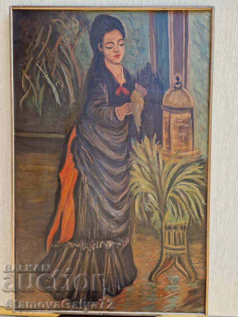 Аукцион Огромна антикварна уникална картина масло върху платно