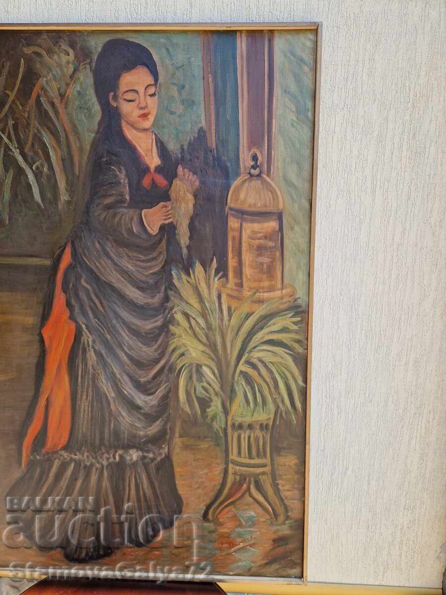 Доставка на Огромна антикварна уникална картина масло върху платно