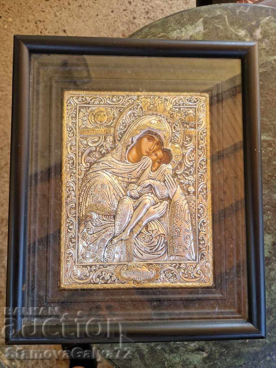 Beautiful antique silver icon with certificate and hallmarks with price 198.00 BGN | € 101.24