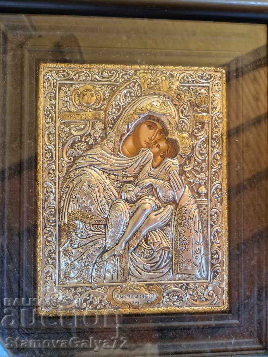 Auction  Beautiful antique silver icon with certificate and hallmarks
