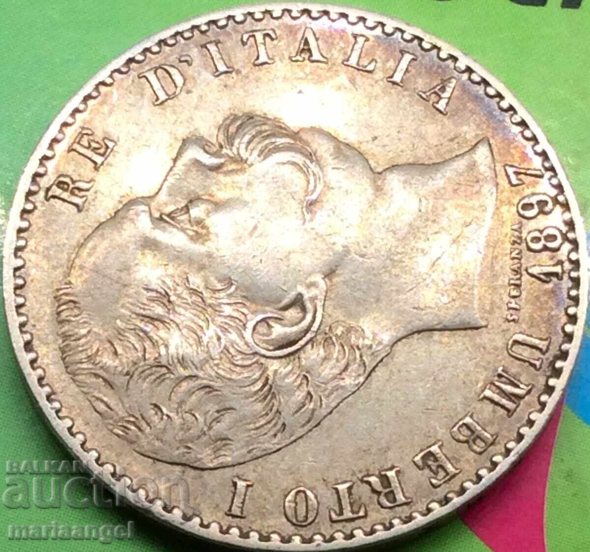 Δημοπρασία 2 λίρες 1897 Ιταλία Umberto I ανοιχτόχρυση πατίνα