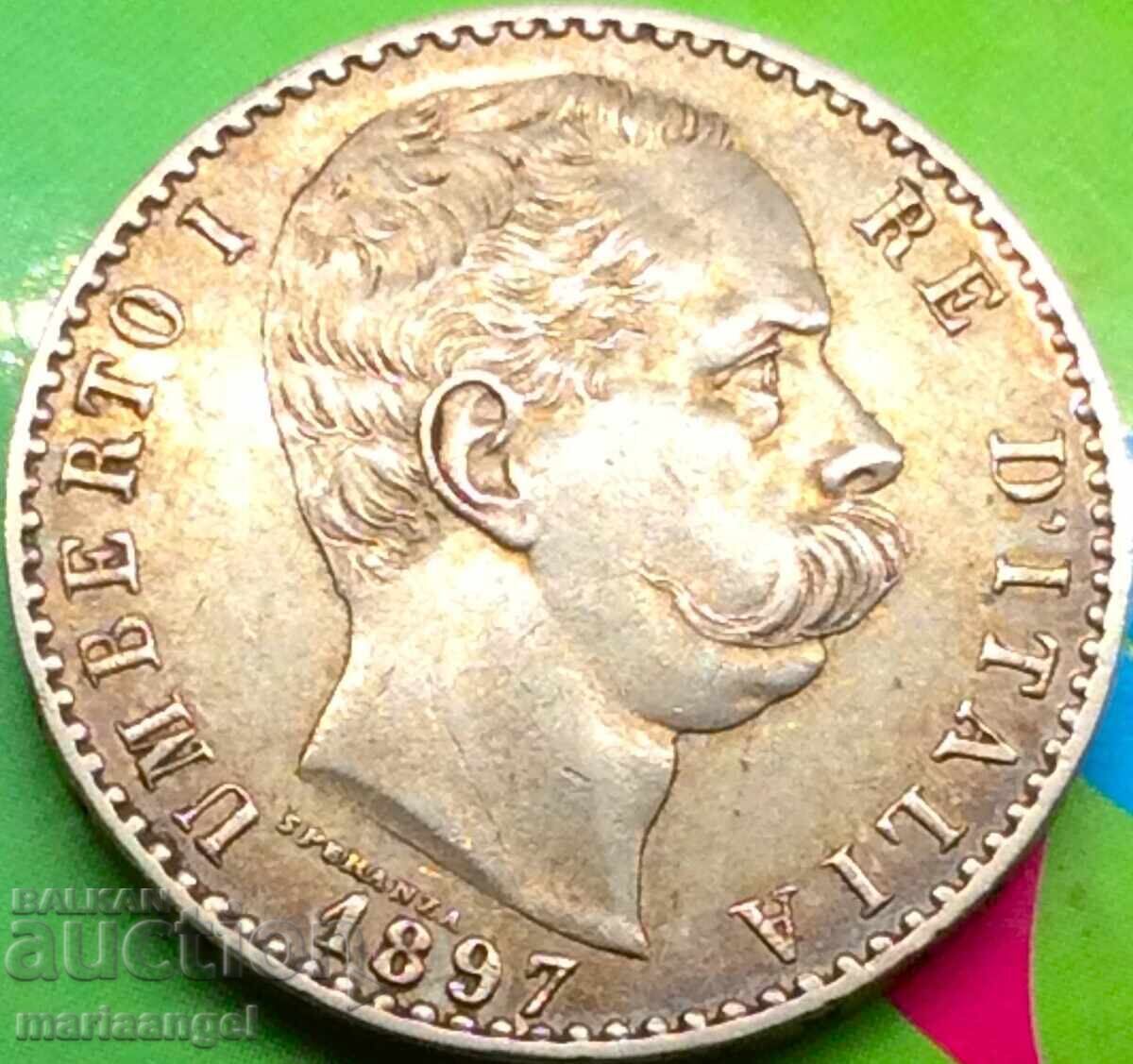 2 λίρες 1897 Ιταλία Umberto I ανοιχτόχρυση πατίνα