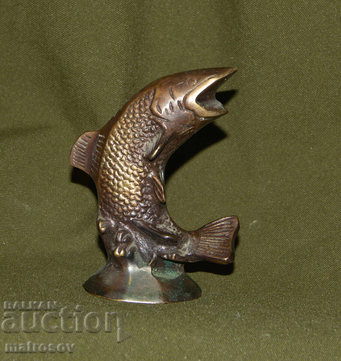 Μικρό μπρούτζινο γλυπτό ψαριού, χειροποίητο - 5