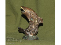 Sculptură mică din bronz, de autor, pește