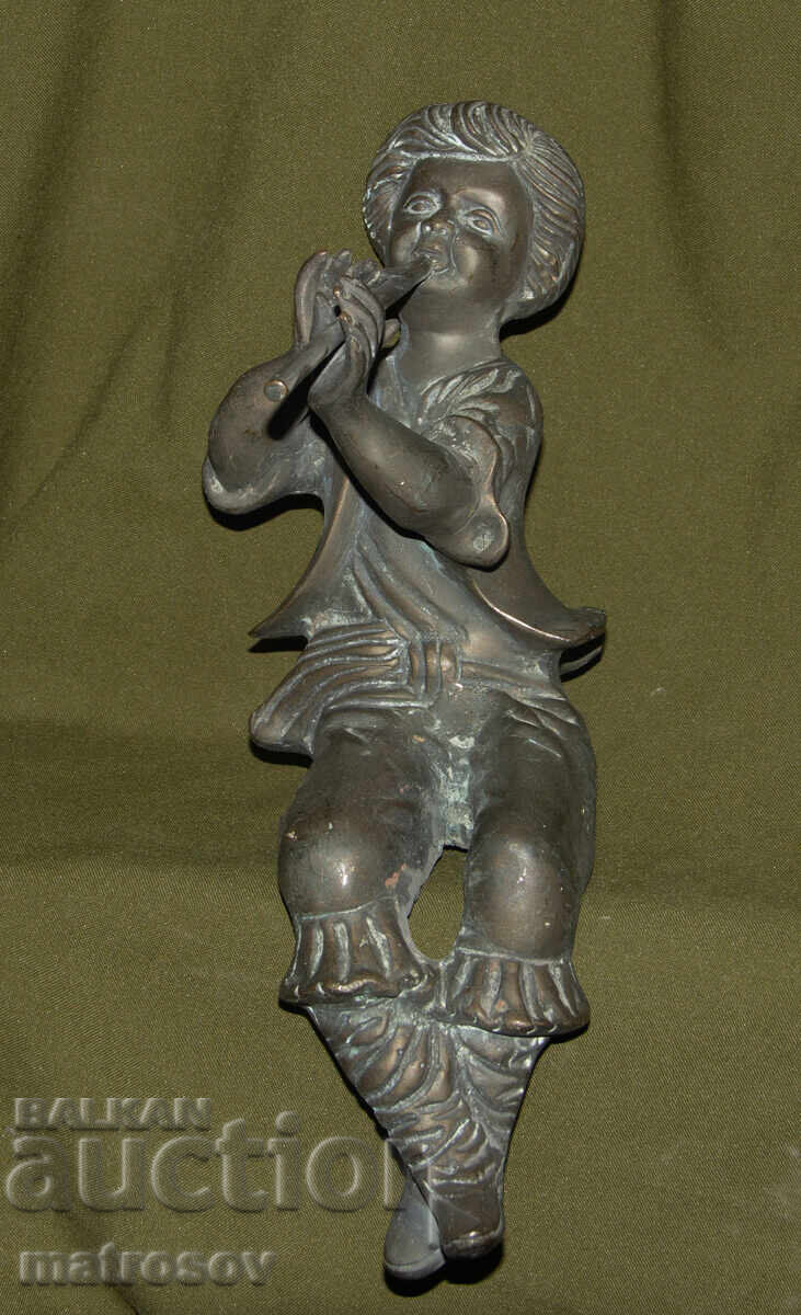 Livrarea Sculptură veche din bronz, băiat cu flaut