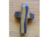 Μετάλλιο - σταυρός από μάτι τίγρης