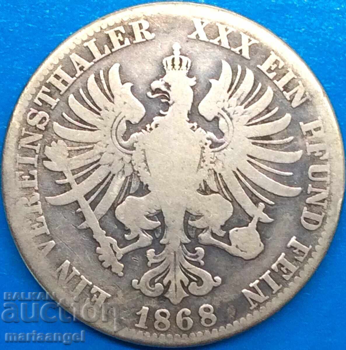 Πρωσία 1 Thaler 1868 Γερμανία Wilhelm ασημί - 7