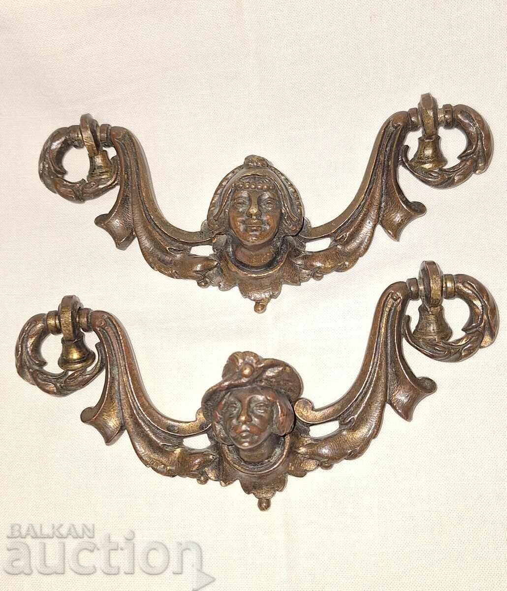 Old figurative bronze handles for furniture cabinet chest of drawers with price 70.00 BGN | € 35.79