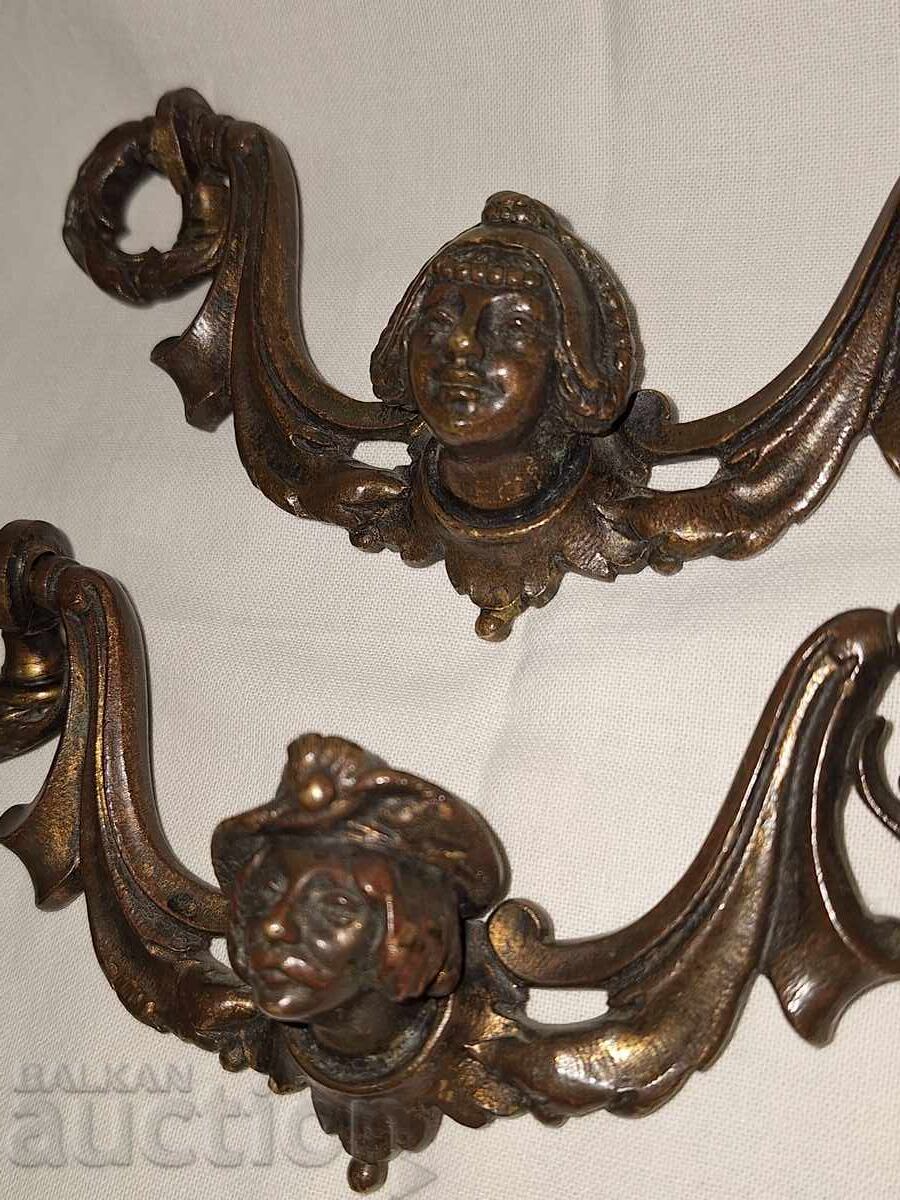 Delivery of Old figurative bronze handles for furniture cabinet chest of drawers