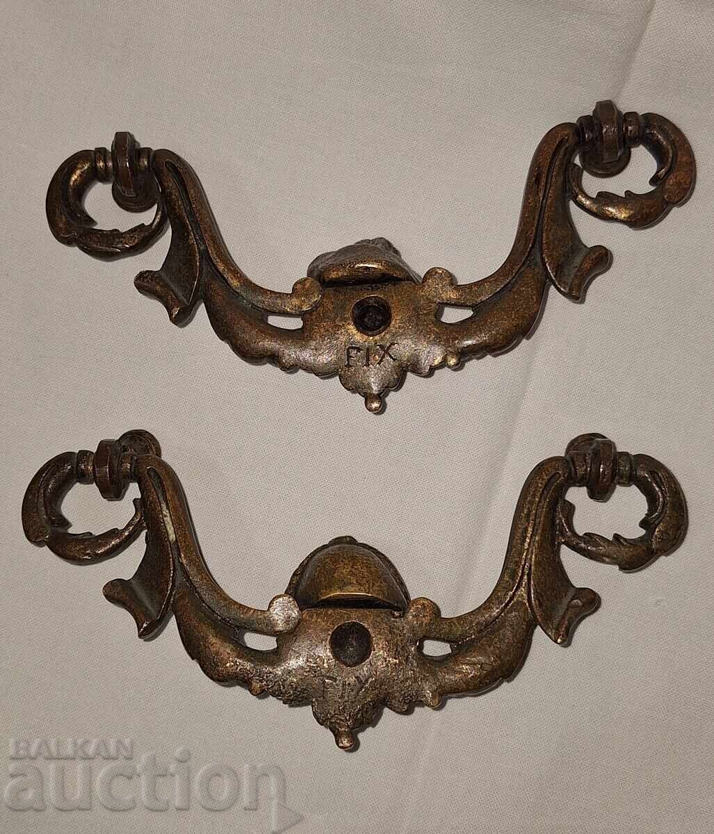 Old figurative bronze handles for furniture cabinet chest of drawers - 6