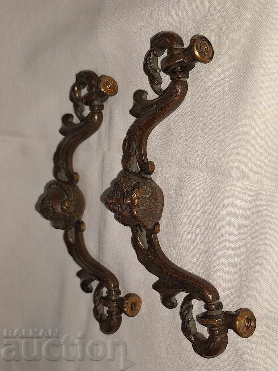 Old figurative bronze handles for furniture cabinet chest of drawers - 7