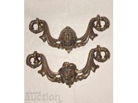 Old figurative bronze handles for furniture cabinet chest of drawers