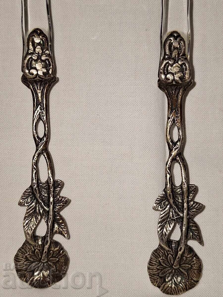 Old cutlery set with silver handles with a rose - 5 Old cutlery set with silver handles with a rose - 5