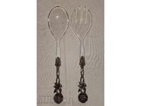 Set de tacâmuri vechi cu mânere de argint cu trandafir