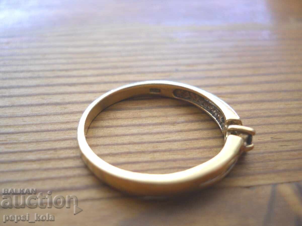 Auction Gold-plated silver ring with aquamarine - 2.10 g / 925 silver Auction Gold-plated silver ring with aquamarine - 2.10 g / 925 silver