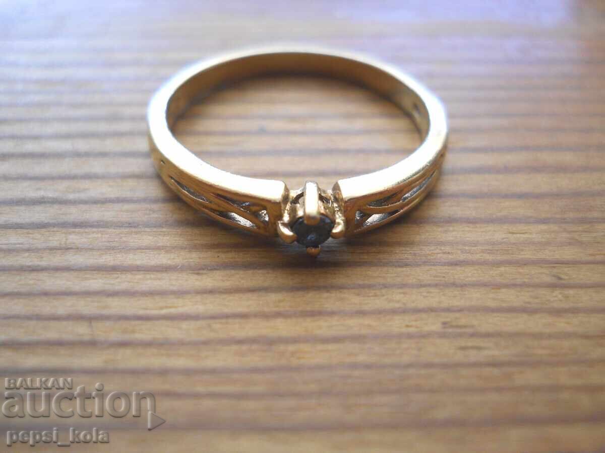 Gold-plated silver ring with aquamarine - 2.10 g / 925 silver Gold-plated silver ring with aquamarine - 2.10 g / 925 silver