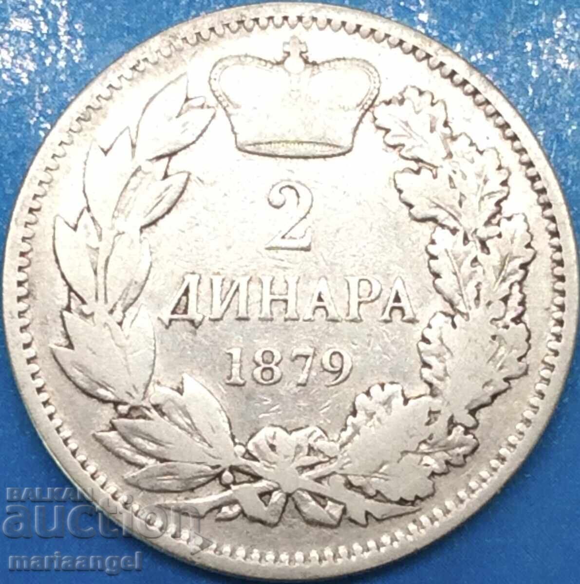 2 dinars 1879 Serbia Milan Obrenovic IV (1868-1889) silver - 5 2 dinars 1879 Serbia Milan Obrenovic IV (1868-1889) silver - 5