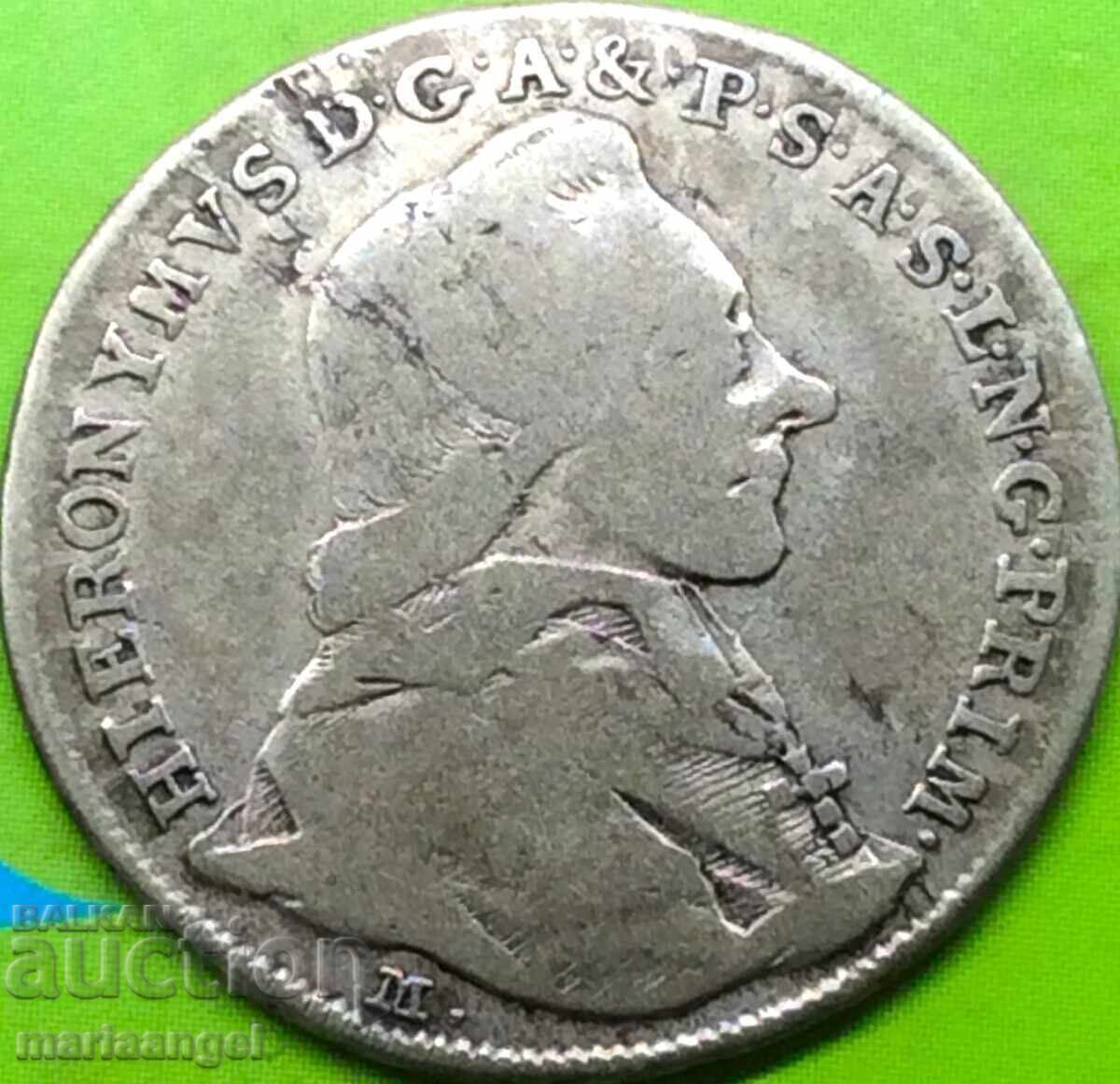 Austria 10 Kreuzer 1788 Salzburg Hieronymus von Coloredo rare - 6