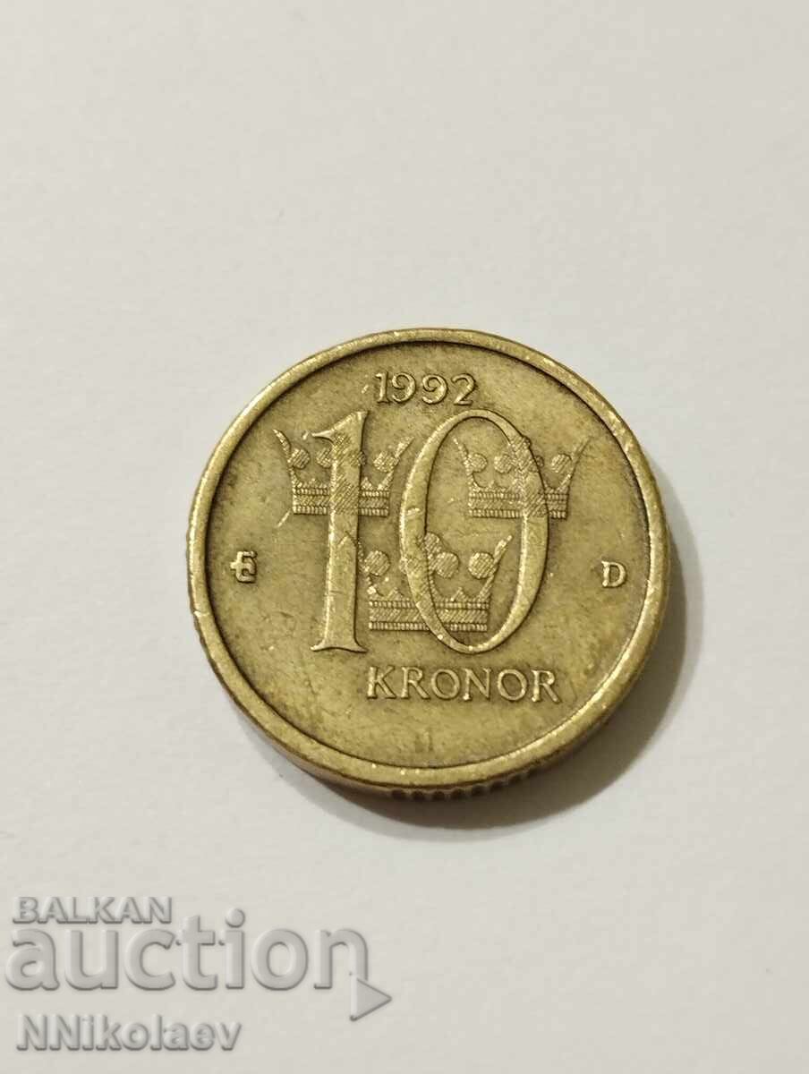 Швеция 10 крони 1992 г. Швеция 10 крони 1992 г.