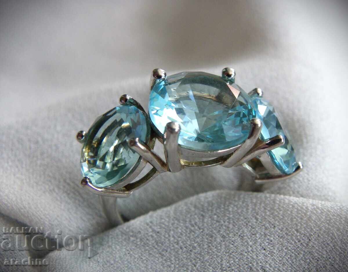 Inel de argint cu acvamarin de la DAVERIVICENZA AREZZO Inel de argint cu acvamarin de la DAVERIVICENZA AREZZO