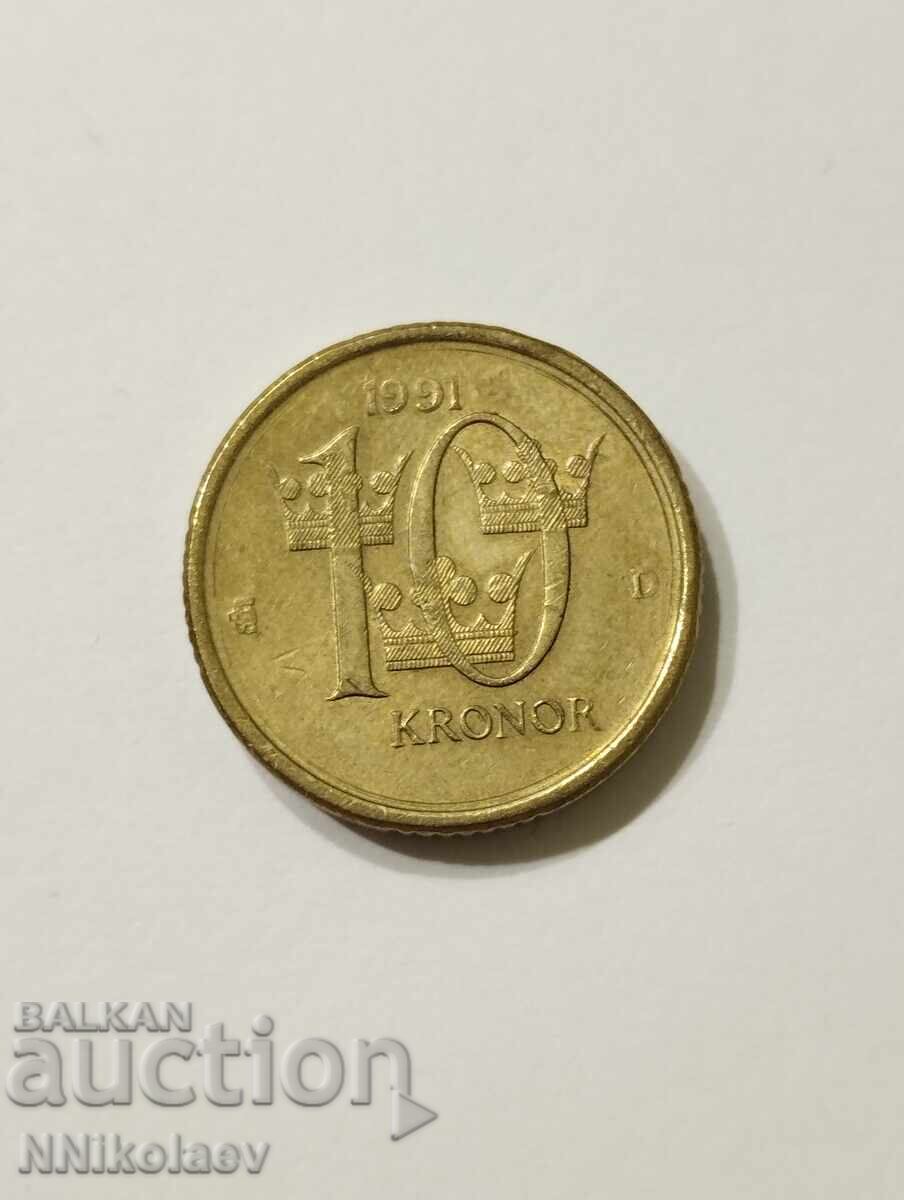 Швеция 10 крони 1991 г. с цена 4.00 лв. | € 2.05 Швеция 10 крони 1991 г. с цена 4.00 лв. | € 2.05