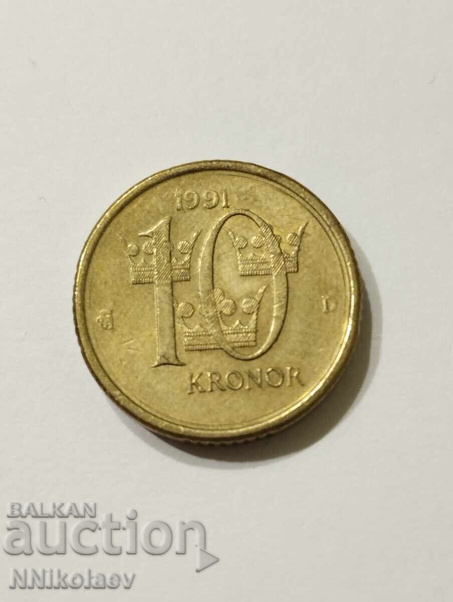 Швеция 10 крони 1991 г. Швеция 10 крони 1991 г.