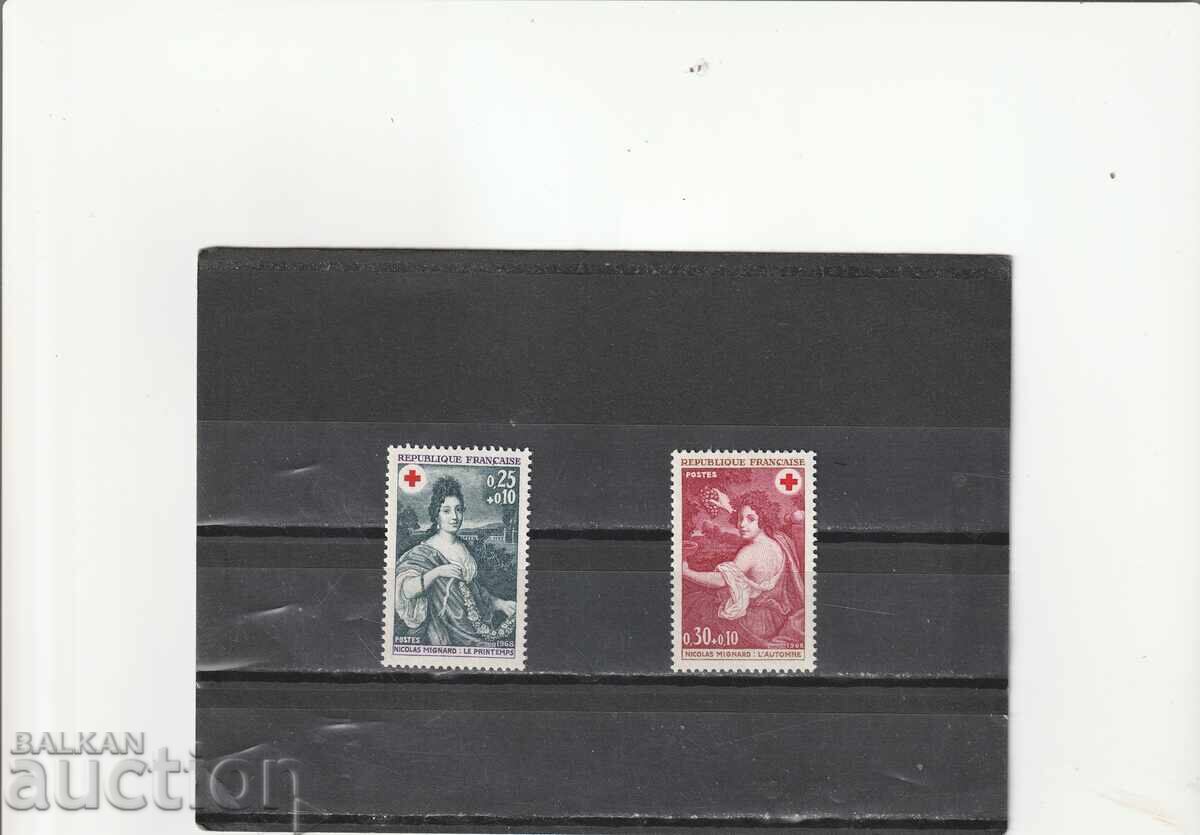 Franța 1968 - serie Crucea Roșie 2 m. neștampilate Franța 1968 - serie Crucea Roșie 2 m. neștampilate