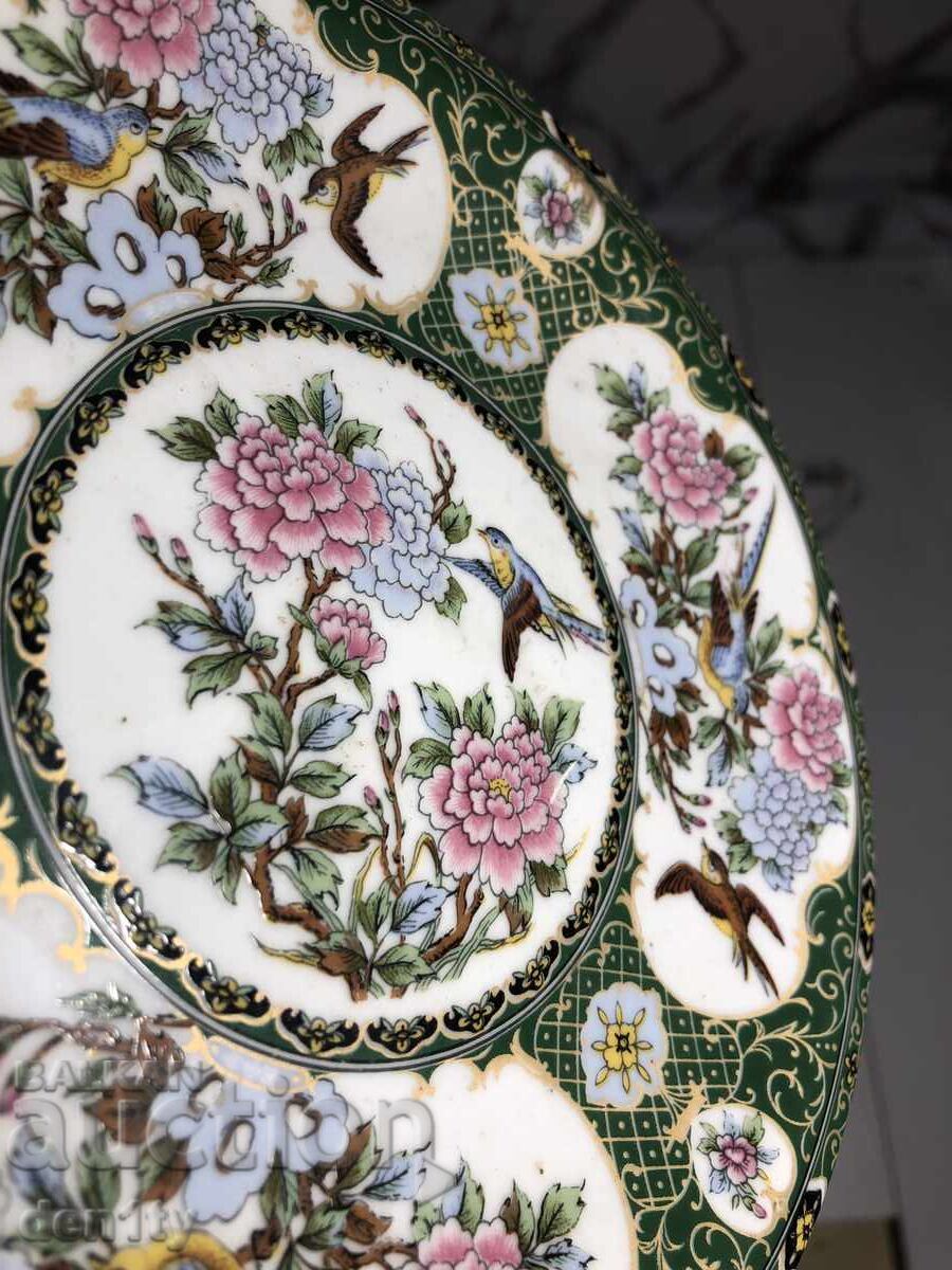 Японска декорирана чиния с цветя и птици - 6