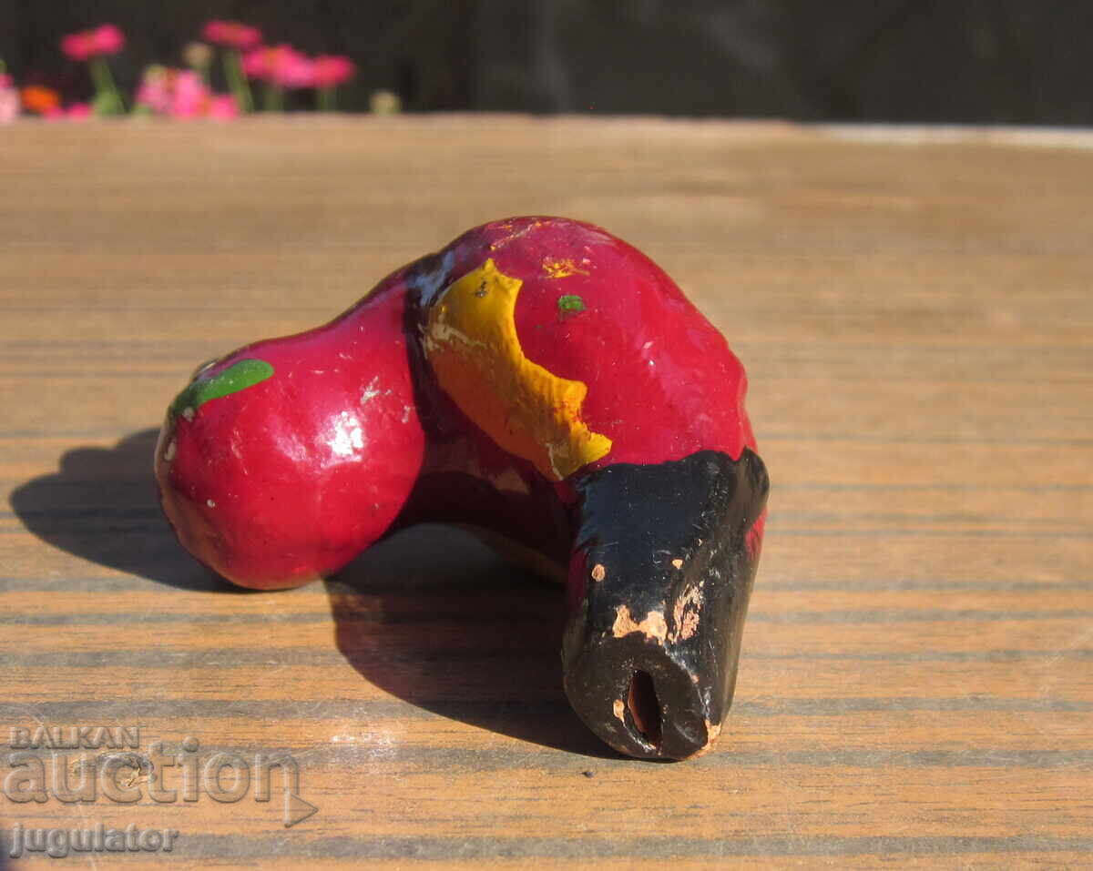 Old Bulgarian Folk Ceramic Whistle Bird Chicken - 5