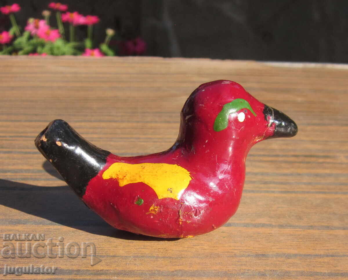 Old Bulgarian Folk Ceramic Whistle Bird Chicken