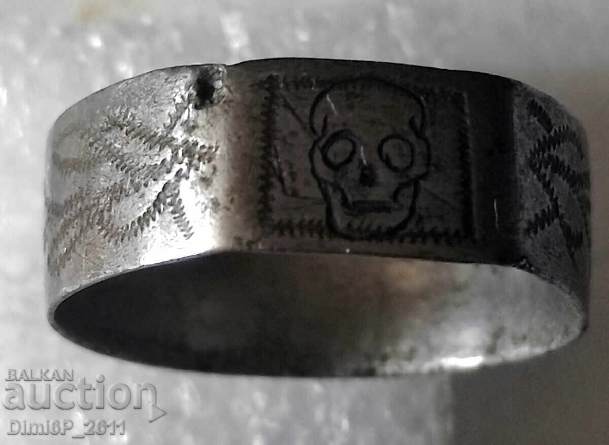 Silver Antique Victorian Ring Memento Mori - 5