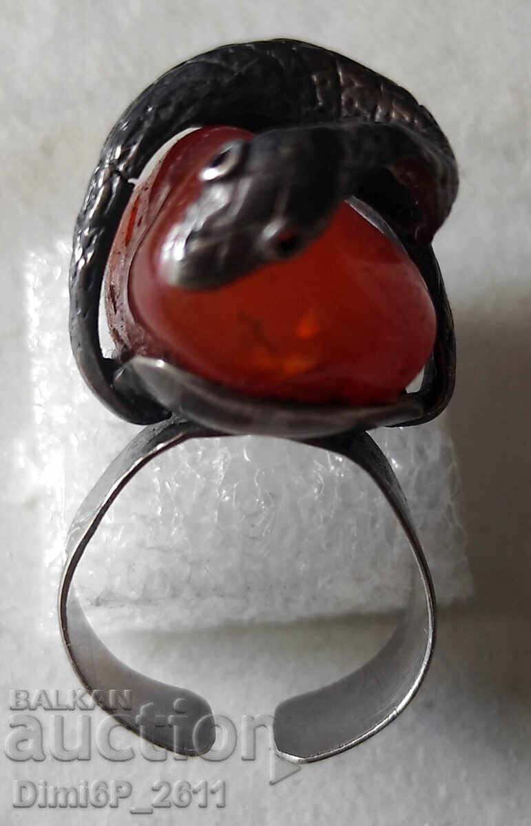 Delivery of Antique Silver Ring with Snake and Carnelian Stone