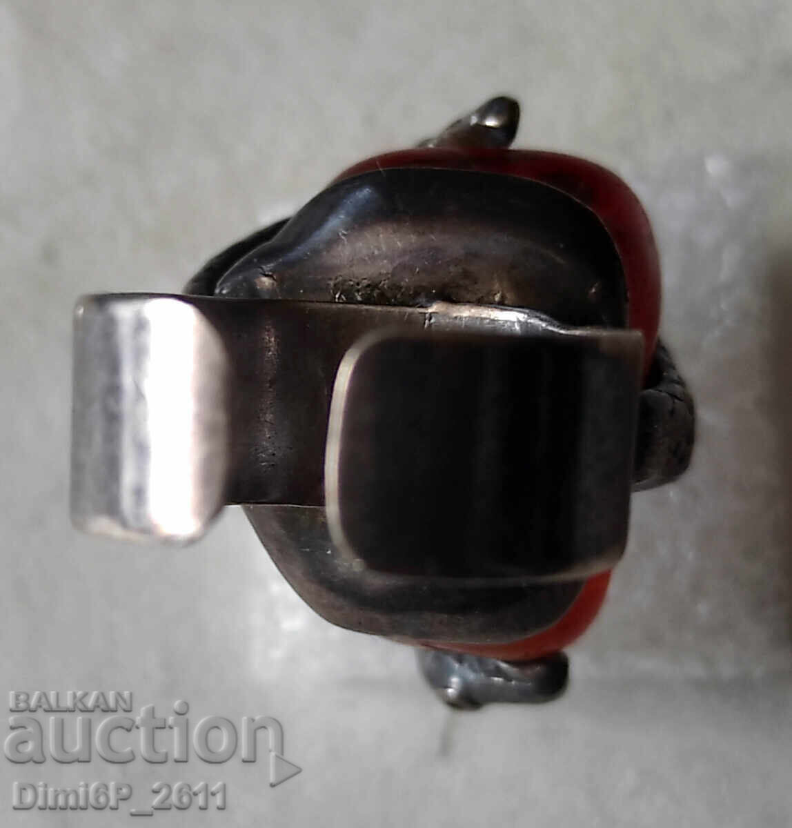 Antique Silver Ring with Snake and Carnelian Stone - 5