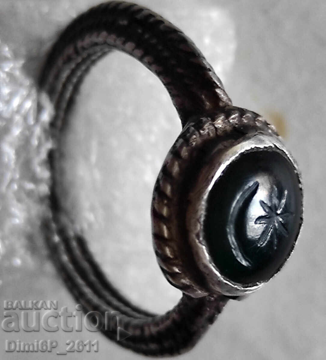 Silver ring with "Moon and Sun" stamp and jasper stone with price € 92.03 | 180.00 BGN