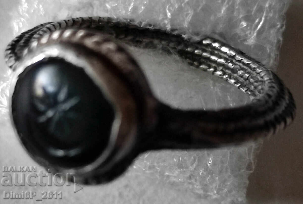 Silver ring with "Moon and Sun" stamp and jasper stone - 5